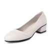 Spring and autumn style shallow-mouthed round toe soft leather soft sole mom shoes, single shoes with thick heels and medium heels, fashionable middle-aged women's leather shoes single shoes Item Picture